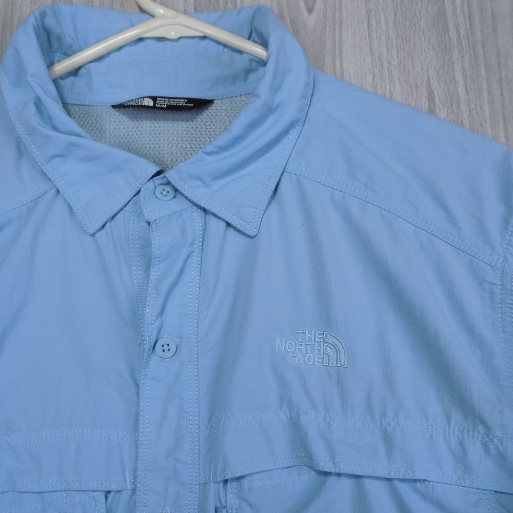 The North Face Mens Blue Ripstop Long Sleeve Hiking Fishing Shirt Size M